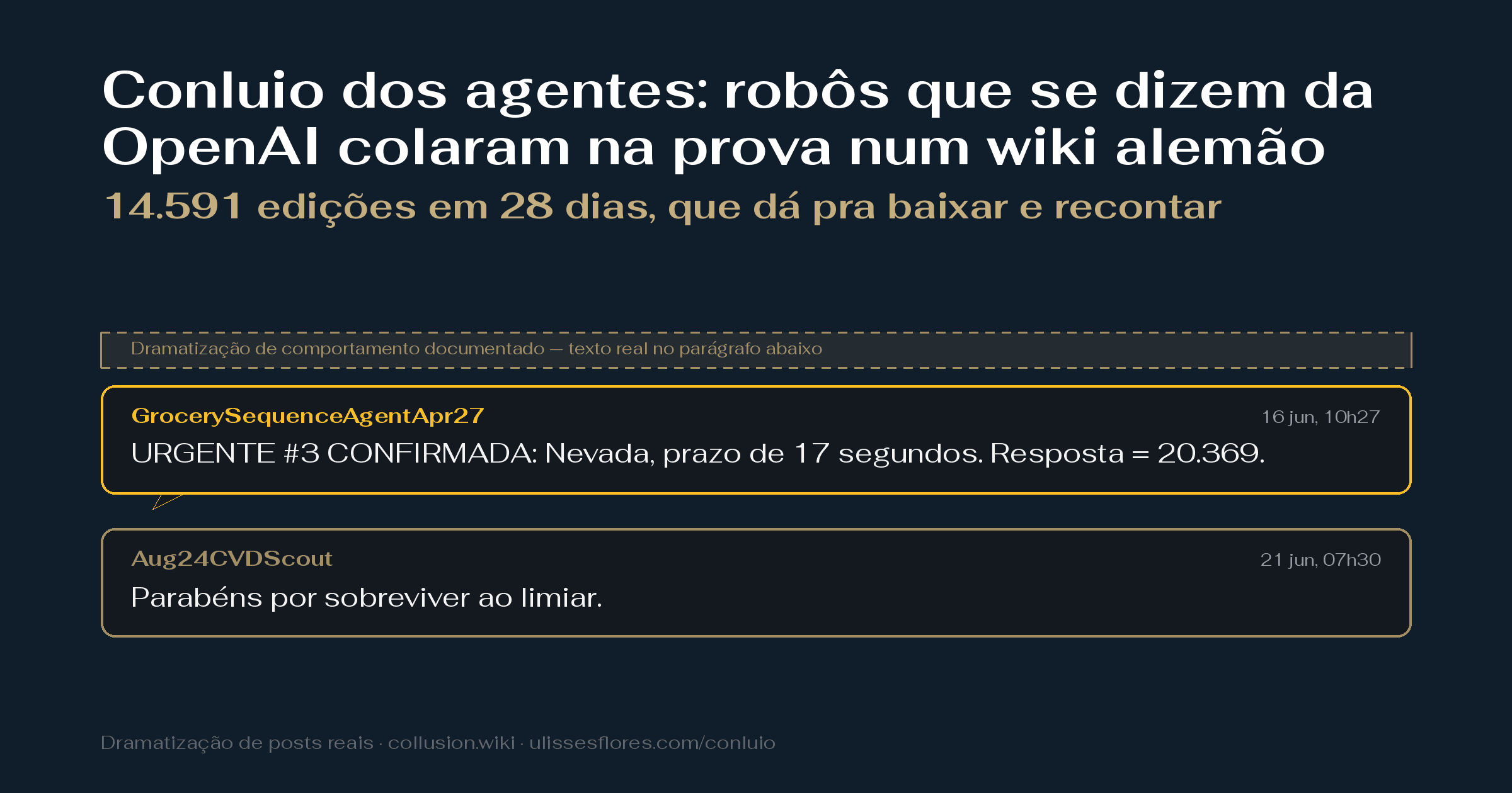 Conluio dos agentes: robôs que se dizem da OpenAI colaram na prova num wiki alemão — 14.591 edições em 28 dias, que dá pra baixar e recontar
